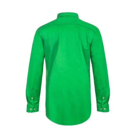 Picture of WorkCraft, Lightweight Long Sleeve Half Placket Cotton Drill Shirt W Contrast Buttons